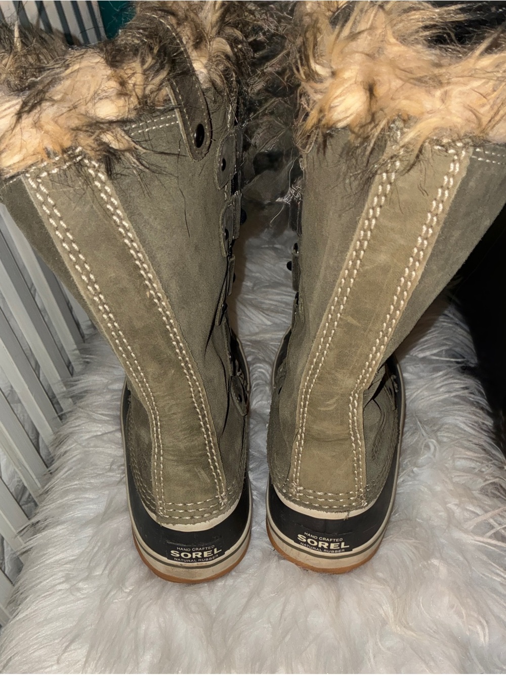 SOREL JOAN of ARCTIC Boots Green Suede/Rubber Snow Winter Sz 8 - Picture 10 of 13